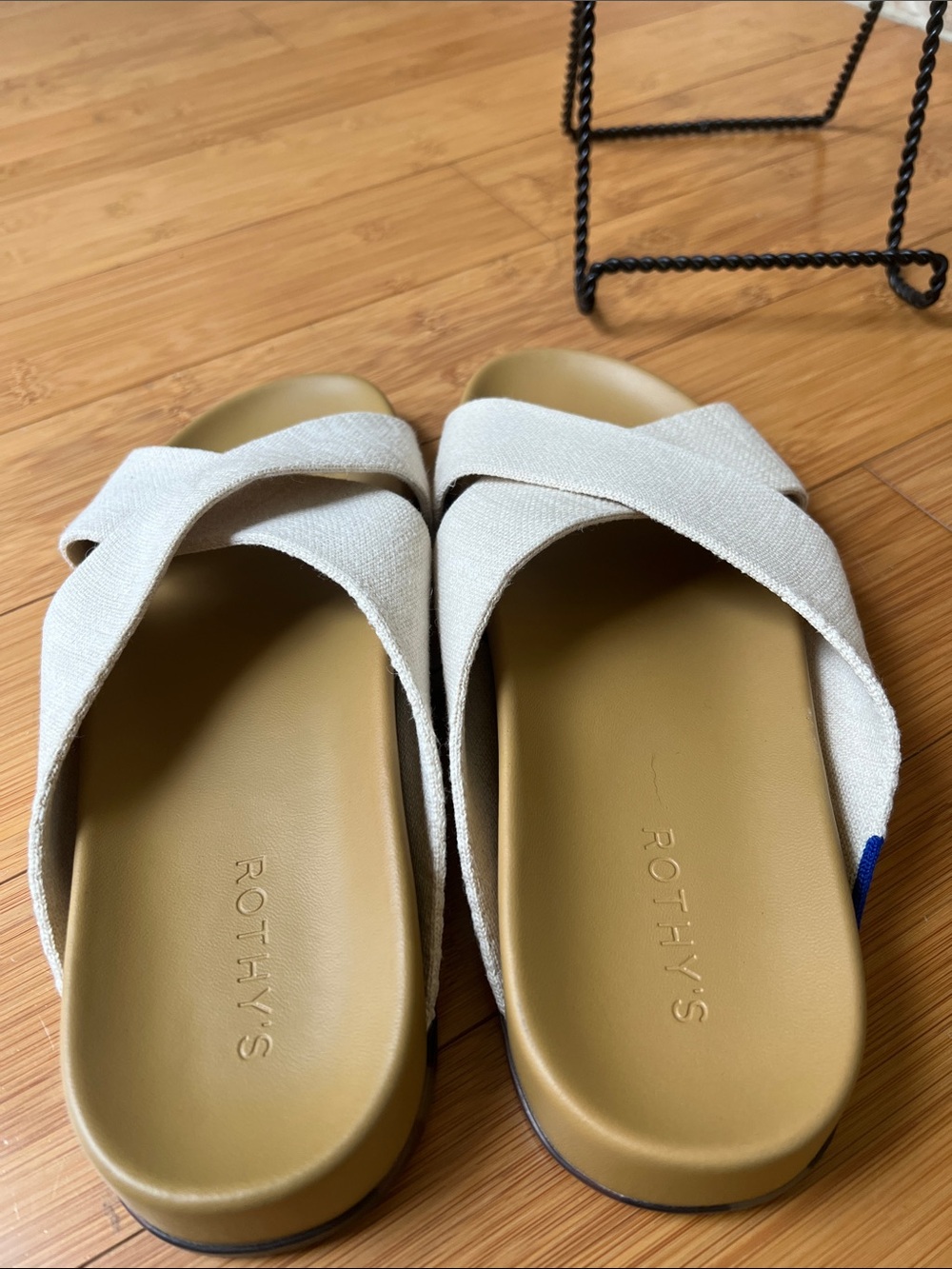 NWOT Rothy's Cream Woven Crisscross Slide Sandals 9.5 - Picture 3 of 7